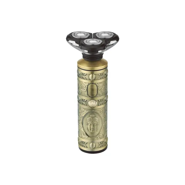 Kemei-afeitadora de Metal con Cabeza de Buda para hombre, máquina de afeitar Facial lavable, en seco y húmedo, 3 cabezales, recargable, 6710 - 1