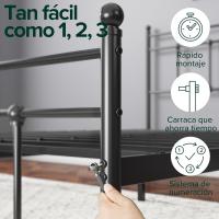 Cama 150x190 cm Altura 31cm con almacenamiento bajo la plataforma metal con cabecero - details 4
