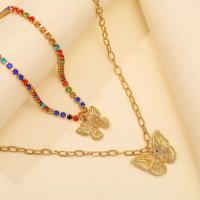 Collar de Mariposa Vintage Cadena de Serpiente de Acero Inoxidable Dorado - details 20