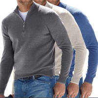 Suéter De Cuello Alto Para Hombre Otoño Invierno Estilo Casual Color Sólido Manga Larga Ajustado Para Ropa Diaria Caliente - details 5