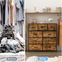 Cómoda con 9 cajones de tela, cómoda de dormitorio, mueble de almacenamiento, muebles de dormitorio, cómoda de 9 cajones, cómoda para cocina, oficina, pasillo, estilo rústico - details 38