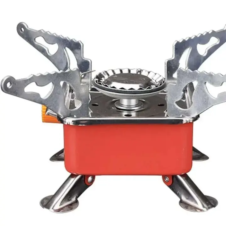 Estufa de tanque de combustible portátil plegable para exteriores, a prueba de viento, para mochileros, camping, senderismo, picnic, quemador de camping, parrilla para barbacoa - 1
