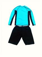 Traje de baño para hombres, de secado rápido de ajuste ceñido traje de buceo, chaqueta de manga larga y pantalones cortos, traje - details 4