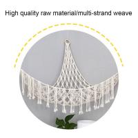 Hamaca de juguete de peluche bohemia, forma Triangular, cesta de almacenamiento de malla colgante, red de pared con borlas de algodón para dormitorio y sala de estar - details 10