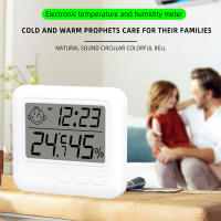 Medidor de temperatura y humedad de cara sonriente para interiores, estación meteorológica para el hogar, termómetro Digital LCD, higrómetro con reloj despertador - details 0