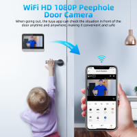 Cámara de puerta inteligente con WiFi, mirilla de vídeo con visión nocturna, PIR, detección de movimiento, visor de puerta, 1080P, 4,3 pulgadas, Tuya, Alexa - details 1