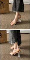 Alpargatas, cuña, tira transparente, tacones altos, desgaste de las mujeres, nueva moda, cabeza redonda, tacón grueso, Internet, celebridad, zapatillas de cristal, sandalias de las mujeres - details 17