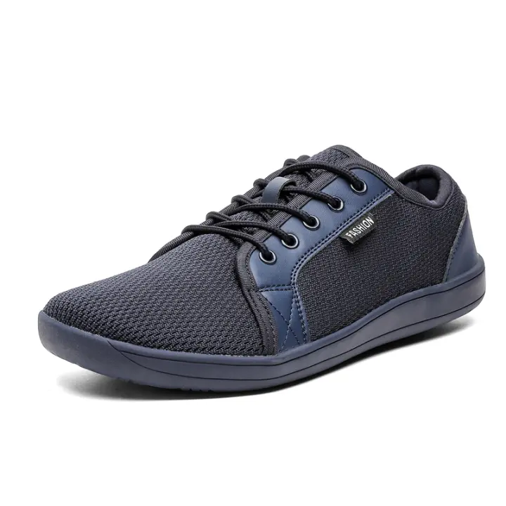 Zapatos descalzos minimalistas para hombre, zapatillas de punta ancha Zero Drop, malla transpirable, zapatos planos informales con cordones para caminar - 1