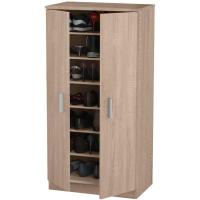 7 estantes para zapatos con cierre de 2 puertas, estructura de madera, armario auxiliar multiusos, tamaño 108 x 55 x 36 cm (roble) - details 0