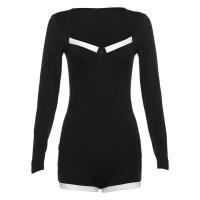 BUNO-ono con cuello cuadrado de gato extraño para mujer, pelele elegante de manga larga con retazos, mono elástico ajustado de manga larga, ropa de calle - details 7
