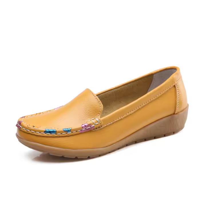 Zapatos náuticos planos para caminar y conducir de cuero suave informales sin cordones para mujer a la moda - 1