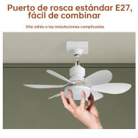 Ventilador de techo de 20,5 pulgadas con luz y mando a distancia, bombilla LED E27 de 40 W, 3 cambios de luz, sin cable, apto para cocina, dormitorio y habitaciones pequeñas. - details 4
