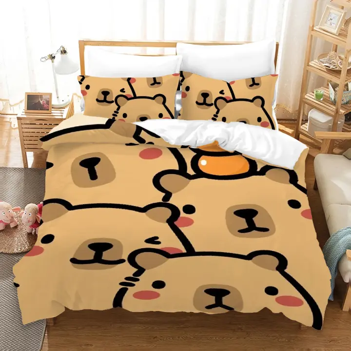 Juego de Ropa de Cama de Capybara Doble Confort Funda de Edredón, Funda de Almohada, Funda de Edredón para Cama de Rey - 1