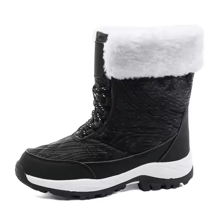 Botas de nieve para mujer, botines cálidos de felpa para exteriores, impermeables, antideslizantes, Zapatillas altas de Trekking, de algodón, Invierno - 1