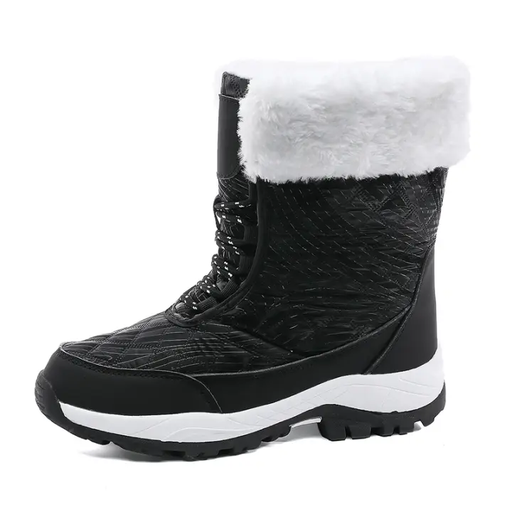 Botas de nieve para mujer, botines cálidos de felpa para exteriores, impermeables, antideslizantes, Zapatillas altas de Trekking, de algodón, Invierno - 1