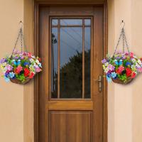 Cesta Colgante de Flores Artificiales Primaverales Adorna con Lazos y Guirnaldas - details 1
