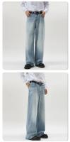 Jeans Baggy de Moda Vintage de Otoño Pantalones de Denim de Alta Calle de Corea para Hombres - details 9