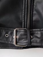 TRAFZA, chaquetas de cuero para mujer de primavera, cuello vuelto, charretera con remaches, abrigo de motociclista con cremallera, prendas de vestir holgadas de cuero suave de imitación para mujer de otoño - details 4