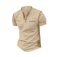 Hombre manga corta henry camiseta hombre cuello redondo patchwork body - details 37