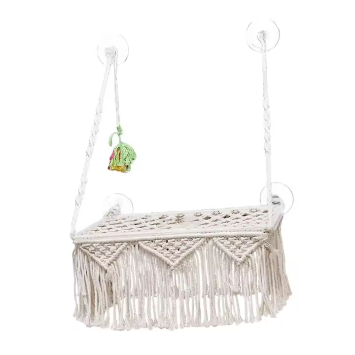 Hamaca de macramé para gatos, decoración Bohemia para dormir y escalar, sin estera - 1