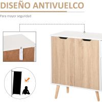 Aparador para Salón con 3 Puertas y Cajón Mueble Auxiliar para Salón Cocina Dormitorio 90x30x72 cm Blanco y Natural - details 5