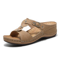 Sandalias 2025 con diamantes de imitación, punta redonda, tacón plano, estilo hueco, zapatos cómodos de mujer para verano - details 3