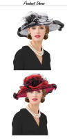 Elegante Sombrero de Derby de Organza Estilo de Fedora de Verano con Gorro Secado en Secado - details 0