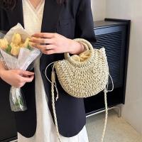 Bolso de playa de media luna de vid de hierba tejido a mano, bolso de hombro hueco de verano para mujer de gran capacidad - details 18