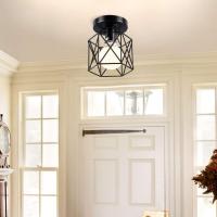 Lámpara de Techo Goeco Semiempotrada para Cocina Pasillo Material de Hierro Iluminación Vintage Estilo Tradicional Fuente de Luz de Bombillas Incandescentes Montaje en Techo - details 3