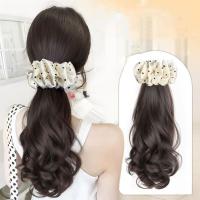 Extensión de cabello de cola de caballo con lazo de lunares blancos estilo Ballet, peluca ondulada y rizada sintética suave resistente al calor - details 14