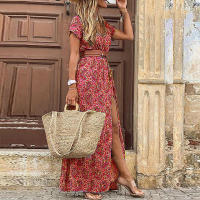 Vestido Bohemio de Verano 2024 para Mujer Cuello en V Floral con Cinturón - details 12