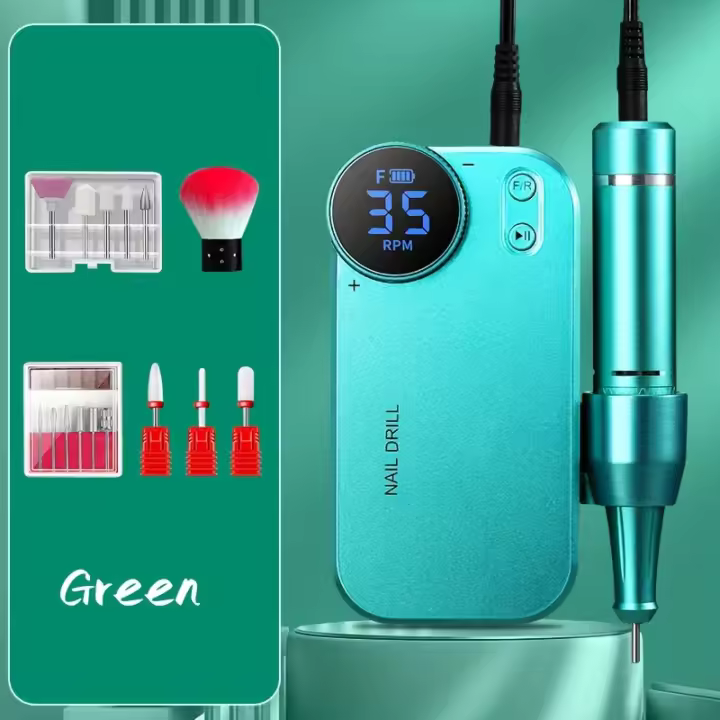 Taladro profesional de uñas, 35000 RPM, máquina de lima eléctrica recargable para uñas acrílicas, pulido y pulido - 1
