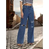 Vaqueros de pierna recta de cintura alta para mujer, pantalones vaqueros rasgados elegantes y elegantes, nd 2025 - details 1
