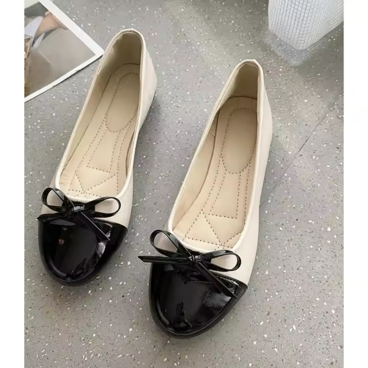 Zapatos planos de bailarina para mujer, mocasines cómodos antideslizantes para mujer, zapatos planos de cuero con lazo elegante, zapatos individuales para mujer, zapatos para madre - 1