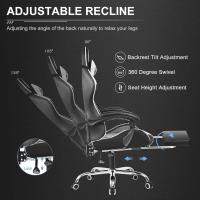 Silla Gaming con Masajeador Ergonómica Silla Gamer con Reposapiés Reposacabeza,Soporte Lumbar Silla Juego Ajustable en Altura con Asiento Giratorio para Oficina o Juegos Blanco - details 6