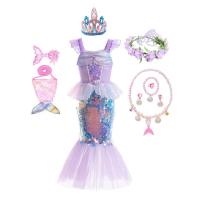 AmyStylish Niñas Princesa Sirena Ariel Cosplay Halloween Fiesta de Cumpleaños Verano Playa Vacaciones Vestido - details 6