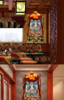 Blanco Tara Thangka Xizang pintura de pared pintada a mano artículos tibetanos interior de gran tamaño 120 cm de alto - details 2