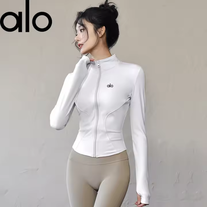 ALO YOGA nueva chaqueta mujer slim fit YOGA ropa manga larga ciclismo al aire libre protección solar running fitness top mujer verano - 1