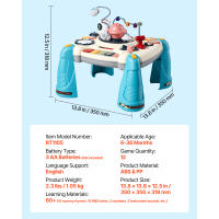 SucceBuy Mesa de actividades musical con forma de nave espacial para niños de 1 a 3 años, escritorio de aprendizaje interactivo con temática espacial, proyector de estrellas y más de 60 sonidos, juguete educativo para niños pequeños de 6 meses en adelante - details 5