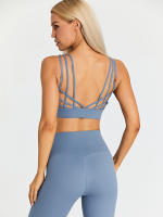 SHINBENE-Sujetador deportivo con tirantes para mujer, sostén deportivo con escote en V, espalda cruzada, acolchado, entrenamiento, Yoga - details 35