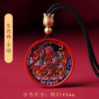 Colgante guardián de Buda Thangka pintado con cinabrio con alto contenido de colgantes del año del zodíaco del dragón de arena roja para hombres y mujeres - details 5