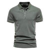 polos hombre manga corta ropa hombre 100% Algodón Color Sólido Polos para Hombre Pantalón Corto Casual Manga Turndown Camisas para Hombre Moda Streetwear Polos para Hombres - details 1