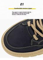 Zapatos de cuero para hombre, ropa de trabajo informal Retro británica, botines bajos de media caña, plantilla con cierre de botón, PU para invierno - details 4