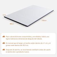 Colchón de Espuma viscoelástica Topper con memoria con Funda removible y lavable, 140 x 190 cm, 4 cm, Blanco - details 18