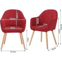 Silla de Comedor Estilo Vintage Juego de 1, Silla Cocina, Silla Nordica con Respaldo y Reposabrazos, Tela Pana, Estructura de Madera, Sillas para Tocador, Escritorio, Crema, EZS26cm-1 - details 65