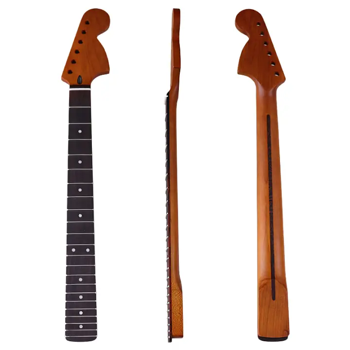 Cuello de guitarra eléctrica de cabeza grande, 6 cuerdas, arce de Canadá tostado, 22F, alto brillo, buena artesanía - 1