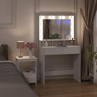 Tocador de Maquillaje Moderno con Luz LED y Espejo Grande Mueble de Dormitorio con 2 Cajones y 3 Compartimentos Abiertos - details 7