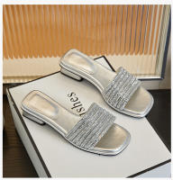 Zapatillas de tacón grueso con diamantes de imitación nuevas medias zapatillas ropa exterior de mujer con falda casual moda versátil sandalias - details 21