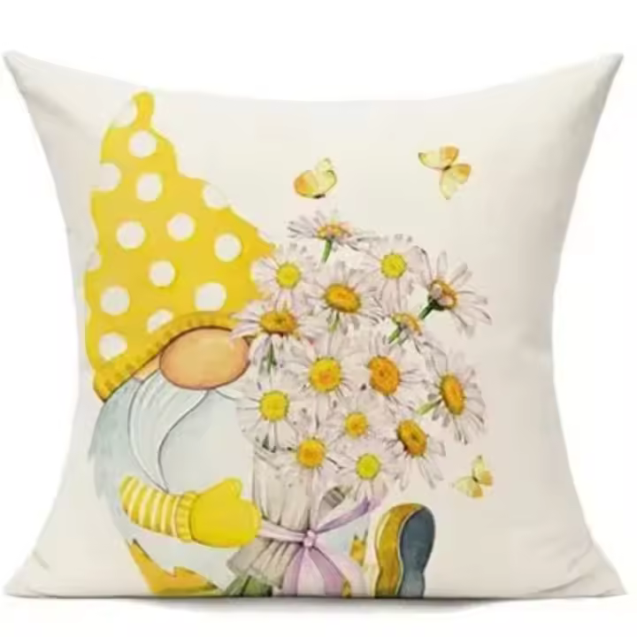 Funda de Almohada Amarilla 4 Piezas 40x40cm Decoración de Primavera y Verano Relleno de Jardín - 1