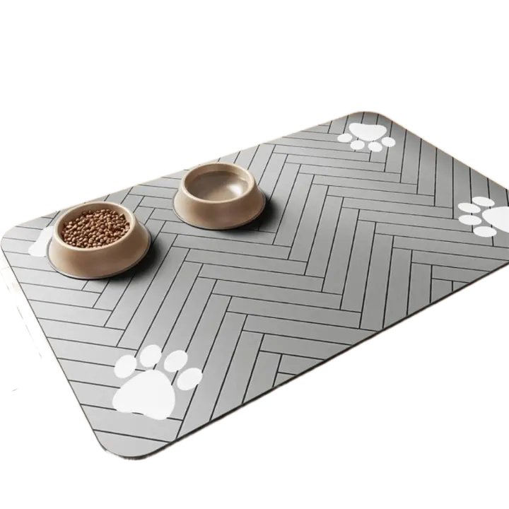 Mantel Individual de secado rápido para alimentación de mascotas, tapete antideslizante absorbente para comida de mascotas, respaldo de goma impermeable, almohadilla alimentadora para gatos, suministros para mascotas - 1